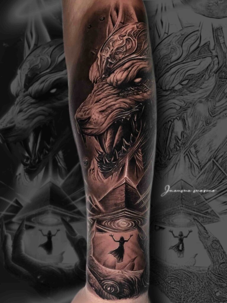 dragon y piramide, realista, realismo